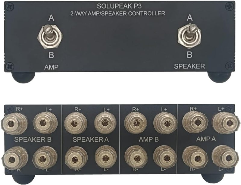 SOLUPEAK P3 2-Way AMP Amplifier to 2 Pair of Speakers Selector Switch Switcher Splitter Combiner Box 2 in 2 Out - Image 2